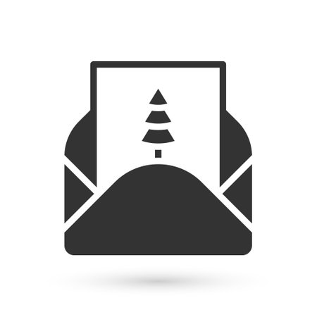 Grey Envelope with christmas party invitation card icon isolated on white background. Merry Christmas and Happy New Year. Vectorのイラスト素材