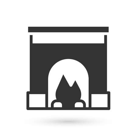 Grey Interior fireplace icon isolated on white background. Vectorのイラスト素材