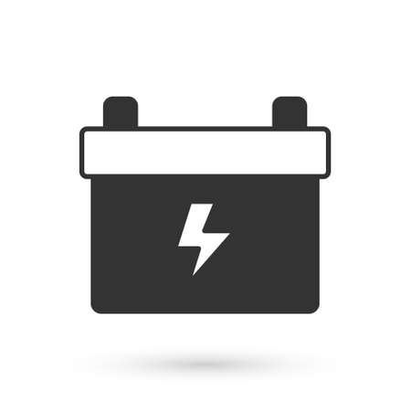 Grey Car battery icon isolated on white background. Accumulator battery energy power and electricity accumulator battery. Vectorのイラスト素材