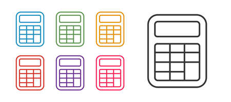 Set line Calculator icon isolated on white background. Accounting symbol. Business calculations mathematics education and finance. Set icons colorful. Vectorのイラスト素材