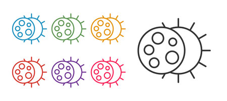 Set line Eclipse of the sun icon isolated on white background. Total sonar eclipse. Set icons colorful. Vectorのイラスト素材