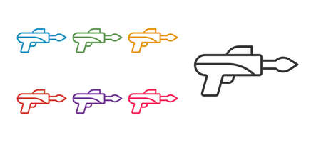 Set line Fishing harpoon icon isolated on white background. Fishery manufacturers for catching fish under water. Diving underwater equipment. Set icons colorful. Vectorのイラスト素材