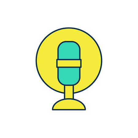 Filled outline Microphone icon isolated on white background. On air radio mic microphone. Speaker sign. Vectorのイラスト素材