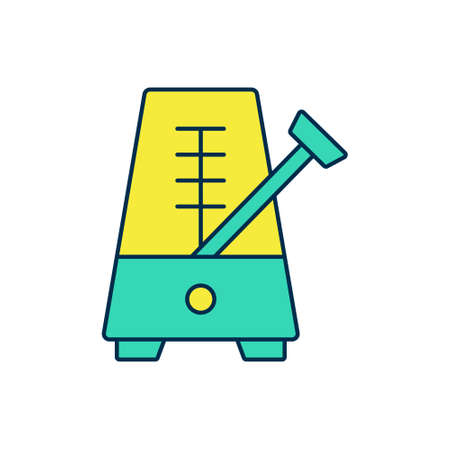 Filled outline Classic Metronome with pendulum in motion icon isolated on white background. Equipment of music and beat mechanism. Vectorのイラスト素材