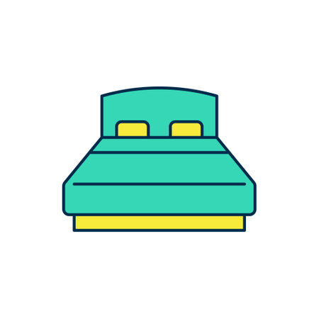 Filled outline Big bed for two or one person icon isolated on white background. Vectorのイラスト素材