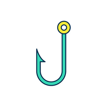 Filled outline Fishing hook icon isolated on white background. Fishing tackle. Vectorのイラスト素材