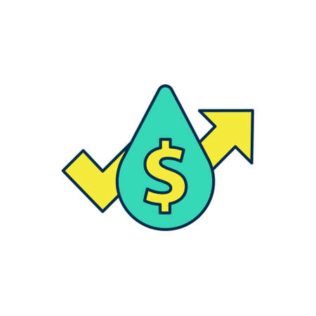 Filled outline Oil price increase icon isolated on white background. Oil industry crisis concept. Vectorのイラスト素材