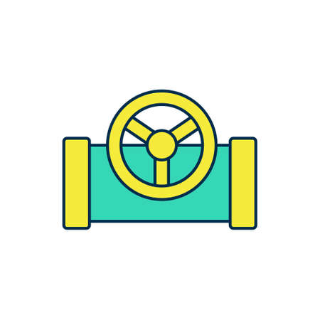 Filled outline Oil pipe with valve icon isolated on white background. Vectorのイラスト素材