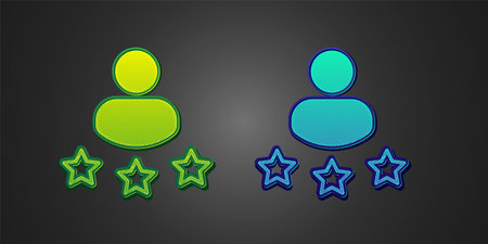 Green and blue Consumer or customer product rating icon isolated on black background. Vectorのイラスト素材