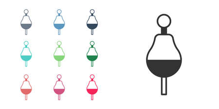 Black Fishing float icon isolated on white background. Fishing tackle. Set icons colorful. Vectorのイラスト素材