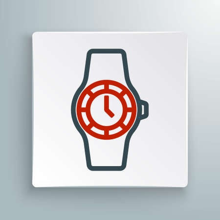 Line Wrist watch icon isolated on white background. Wristwatch icon. Colorful outline concept....