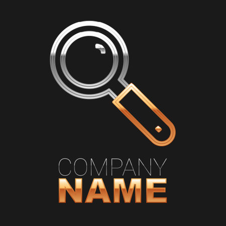 Line Magnifying glass icon isolated on black background. Search, focus, zoom, business symbol. Colorful outline concept. Vectorのイラスト素材