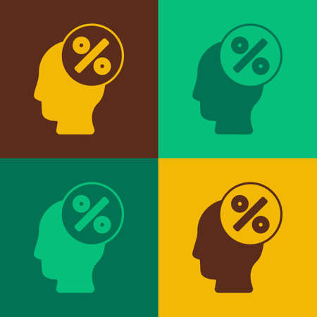 Pop art Discount percent tag icon isolated on color background. Shopping tag sign. Special offer sign. Discount coupons symbol. Vectorのイラスト素材