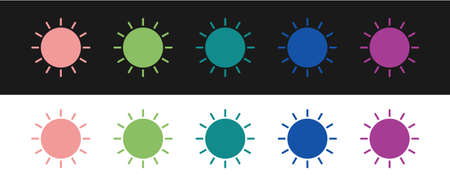 Set Sun icon isolated on black and white background. Vector