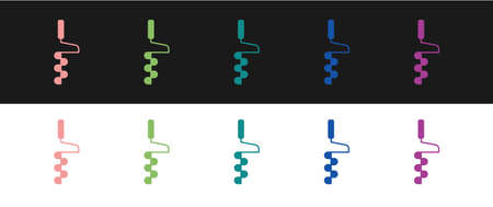 Set Hand ice drill for winter fishing icon isolated on black and white background. Vectorのイラスト素材