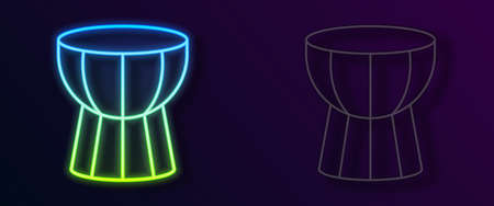 Glowing neon line African darbuka drum icon isolated on black background. Musical instrument. Vectorのイラスト素材