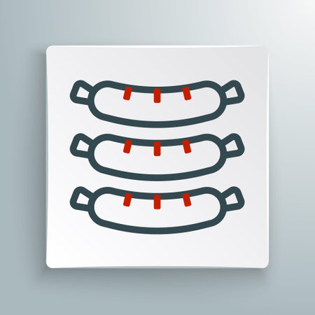 Line Sausage icon isolated on white background. Grilled sausage and aroma sign. Colorful outline concept. Vectorのイラスト素材