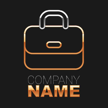 Line Briefcase icon isolated on black background. Business case sign. Business portfolio. Colorful outline concept. Vectorのイラスト素材