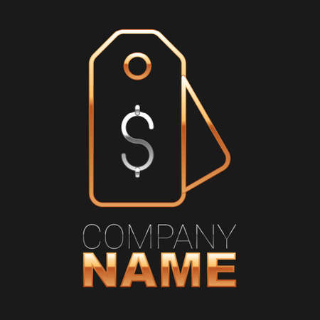Line Price tag with dollar icon isolated on black background. Badge for price. Sale with dollar symbol. Promo tag discount. Colorful outline concept. Vectorのイラスト素材