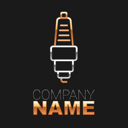 Line Car spark plug icon isolated on black background. Car electric candle. Colorful outline concept. Vectorのイラスト素材