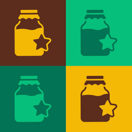 Pop art Jar of honey icon isolated on color background. Food bank. Sweet natural food symbol. Vectorのイラスト素材