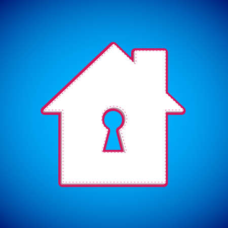 White House under protection icon isolated on blue background. Home and shield. Protection, safety, security, protect, defense concept. Vectorのイラスト素材