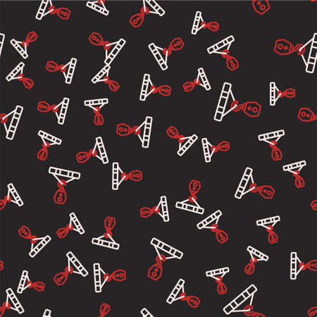 Line Crane hook icon isolated seamless pattern on black background. Industrial hook icon.  Vector.