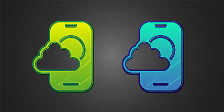 Green and blue Weather forecast app icon isolated on black background. Vectorのイラスト素材