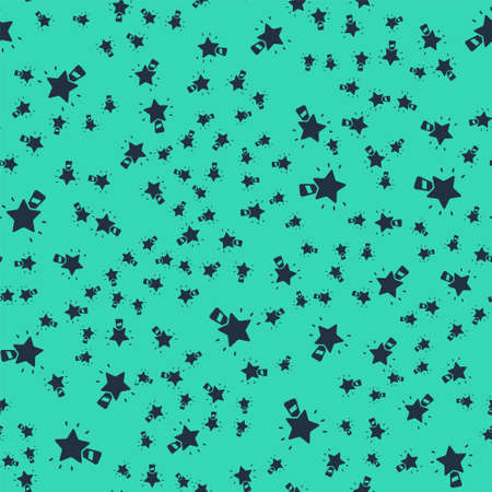 Black Christmas star icon isolated seamless pattern on green background. Merry Christmas and Happy New Year. Vectorのイラスト素材
