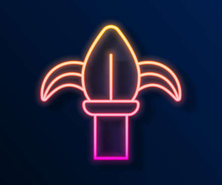 Glowing neon line Classic iron fence with metal pillars icon isolated on black background. Ancient wrought iron fence. Vectorのイラスト素材