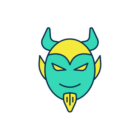 Filled outline Devil head icon isolated on white background. Happy Halloween party. Vectorのイラスト素材