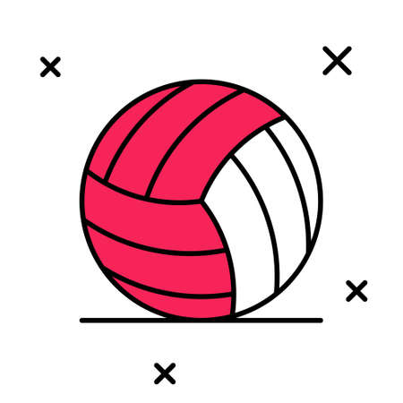 Filled outline Volleyball ball icon isolated on white background. Sport equipment. Vectorのイラスト素材