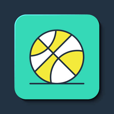 Filled outline Basketball ball icon isolated on blue background. Sport symbol. Turquoise square button. Vectorのイラスト素材