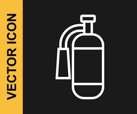 White line Fire extinguisher icon isolated on black background. Vectorのイラスト素材