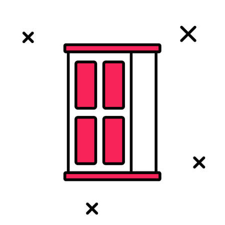 Filled outline Wardrobe icon isolated on white background. Cupboard sign. Vectorのイラスト素材