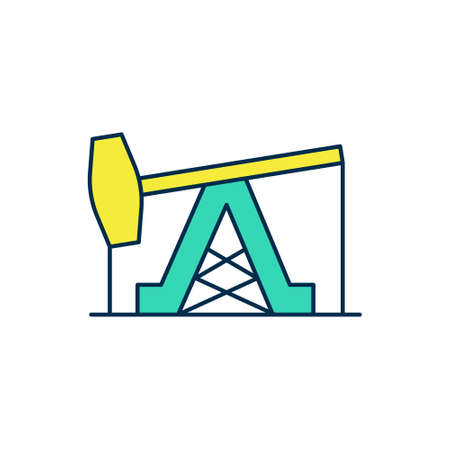 Filled outline Oil pump or pump jack icon isolated on white background. Oil rig. Vectorのイラスト素材