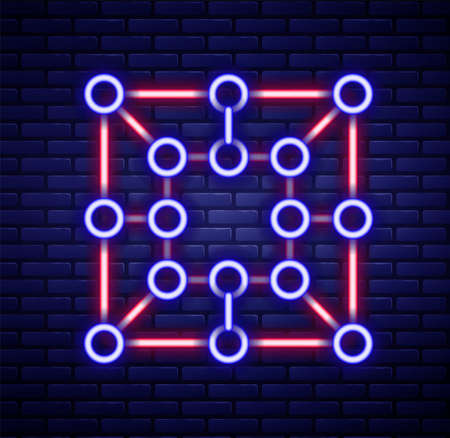 Glowing neon line Board game icon isolated on brick wall background. Colorful outline concept. Vectorのイラスト素材