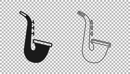 Black Musical instrument saxophone icon isolated on transparent background. Vectorのイラスト素材