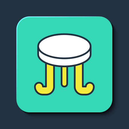 Filled outline Coffee table icon isolated on blue background. Street cafe. Turquoise square button. Vectorのイラスト素材