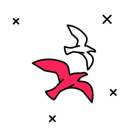 Filled outline Bird seagull icon isolated on white background. Vectorのイラスト素材