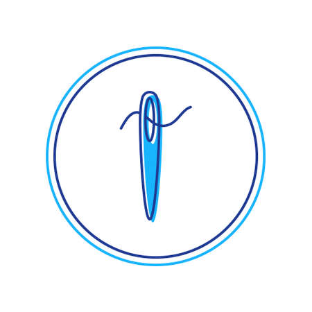 Filled outline Needle for sewing with thread icon isolated on white background. Tailor symbol. Textile sew up craft sign. Embroidery tool. Vectorのイラスト素材