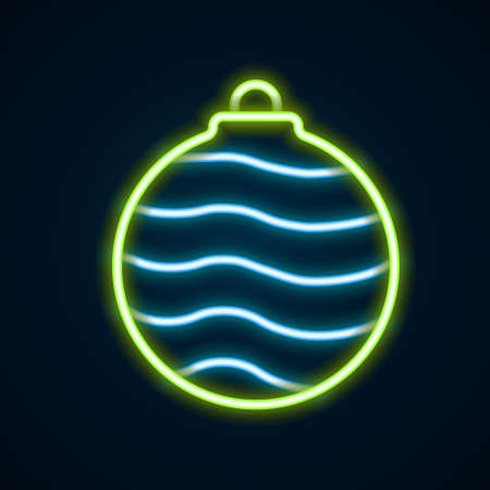 Glowing neon line Christmas ball icon isolated on black background. Merry Christmas and Happy New Year. Colorful outline concept. Vectorのイラスト素材