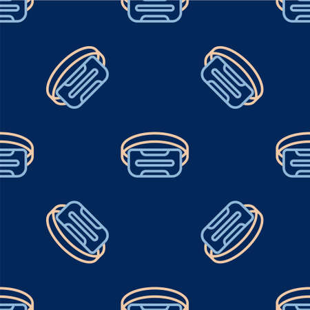 Line Virtual reality glasses icon isolated seamless pattern on blue background. Stereoscopic 3d vr...