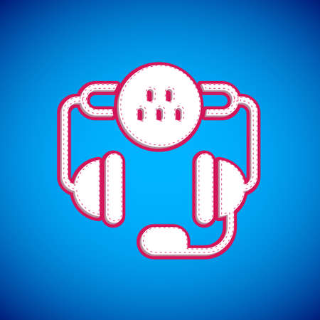 White Taxi call telephone service icon isolated on blue background. Taxi for smartphone. Vectorのイラスト素材