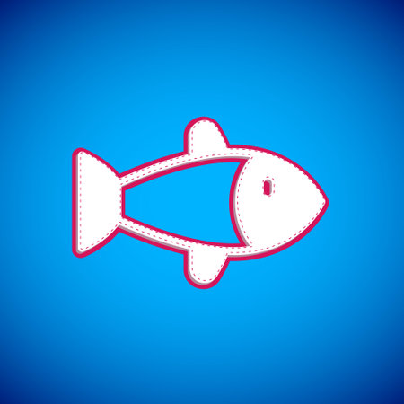 White Fish icon isolated on blue background. Vectorのイラスト素材