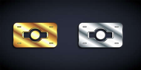 Gold and silver Stacks paper money cash icon isolated on black background. Money banknotes stacks. Bill currency. Long shadow style. Vectorのイラスト素材