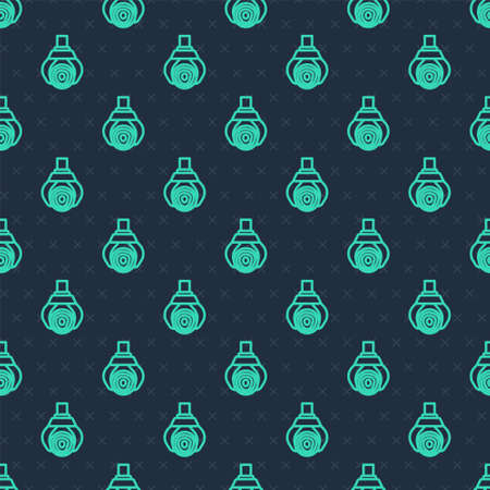 Green line Grapple crane grabbed a log icon isolated seamless pattern on blue background. Forest industry. Industrial crane for lumber trunk wood production. Vectorのイラスト素材