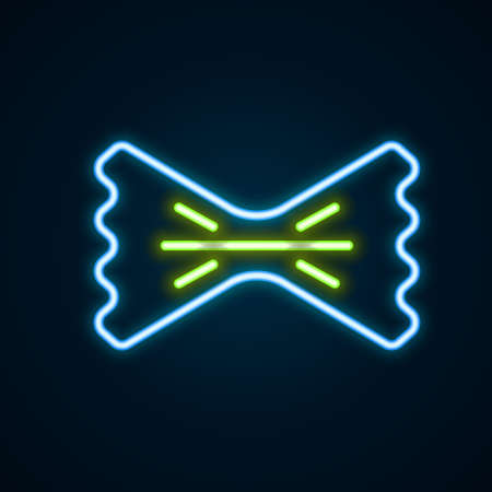 Glowing neon line Macaroni icon isolated on black background. Italian cuisine. Colorful outline concept. Vectorのイラスト素材