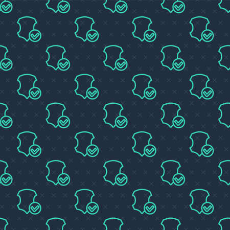 Green line Leather icon isolated seamless pattern on blue background. Vectorのイラスト素材