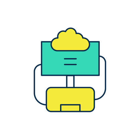 Filled outline Cloud database icon isolated on white background. Cloud computing concept. Digital service or app with data transferring. Vectorのイラスト素材